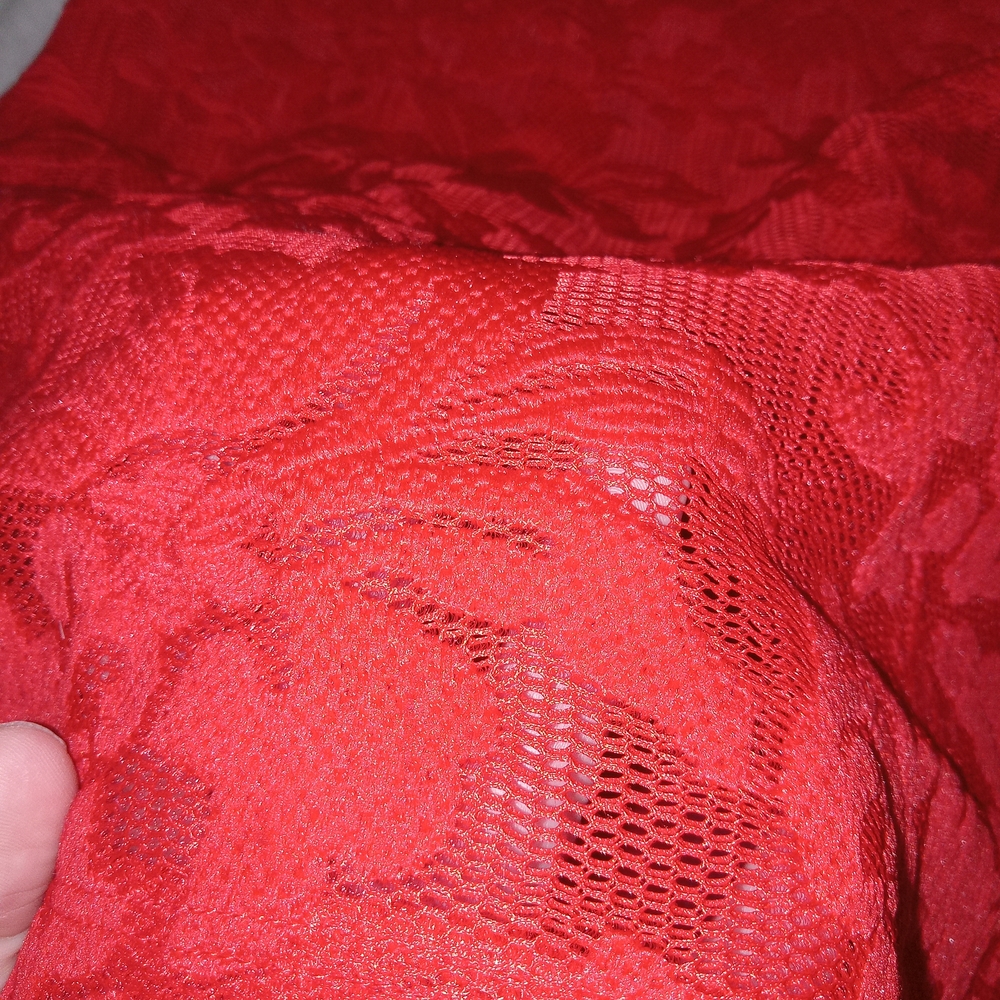Red Bodycon Mini Dress Mesh Textured Mob Wife Date Night Party Dress M - Picture 10 of 14